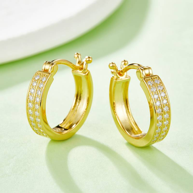 双排对半耳环S925银Moissanite厘石D级0.24ct